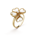 18K Sweet Alhambra Effeuillage Pearls Ring