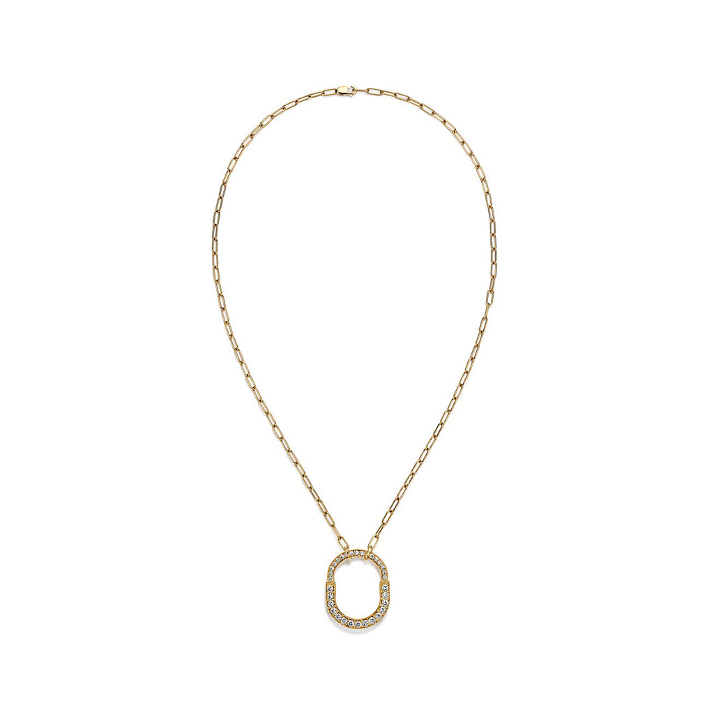 18K T Lock Pendant Pave Diamonds Necklace
