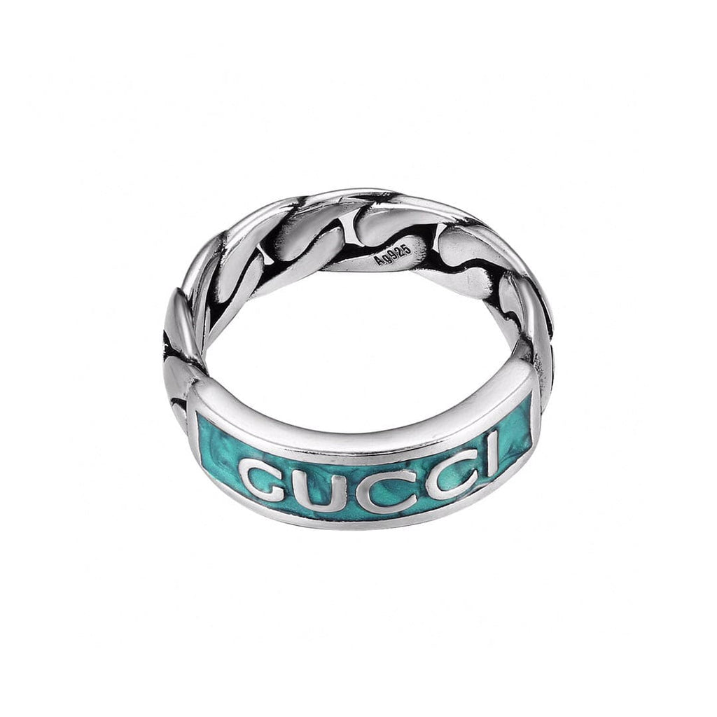 GG Logo Plaque Chain Ring