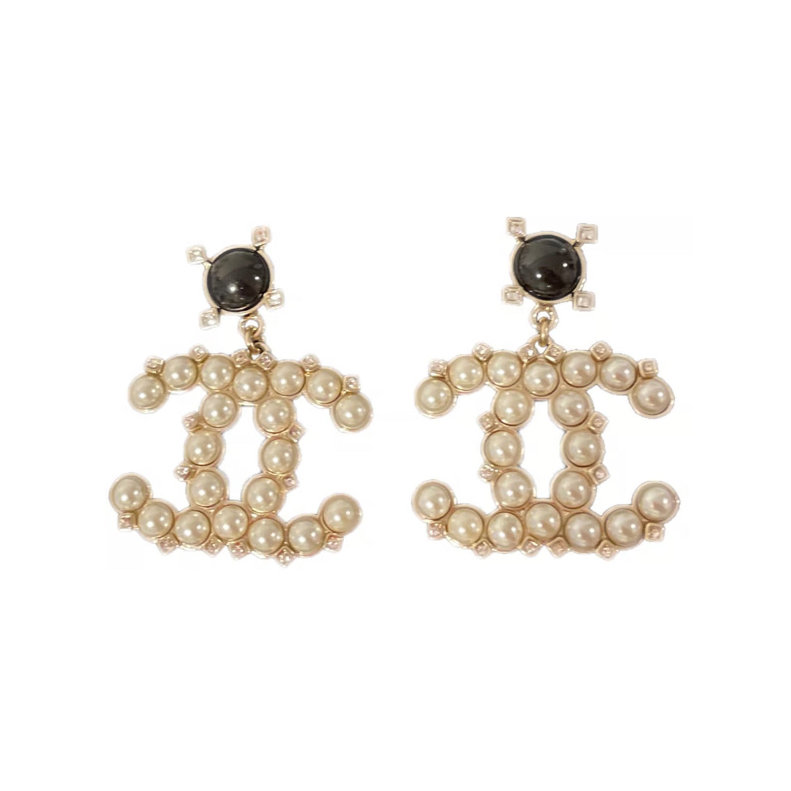 18K Pearl CC Pendant Earrings
