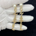 18K CC Script Long Tassel Earrings