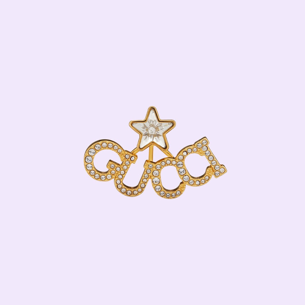 18K Double G Script Star Earrings