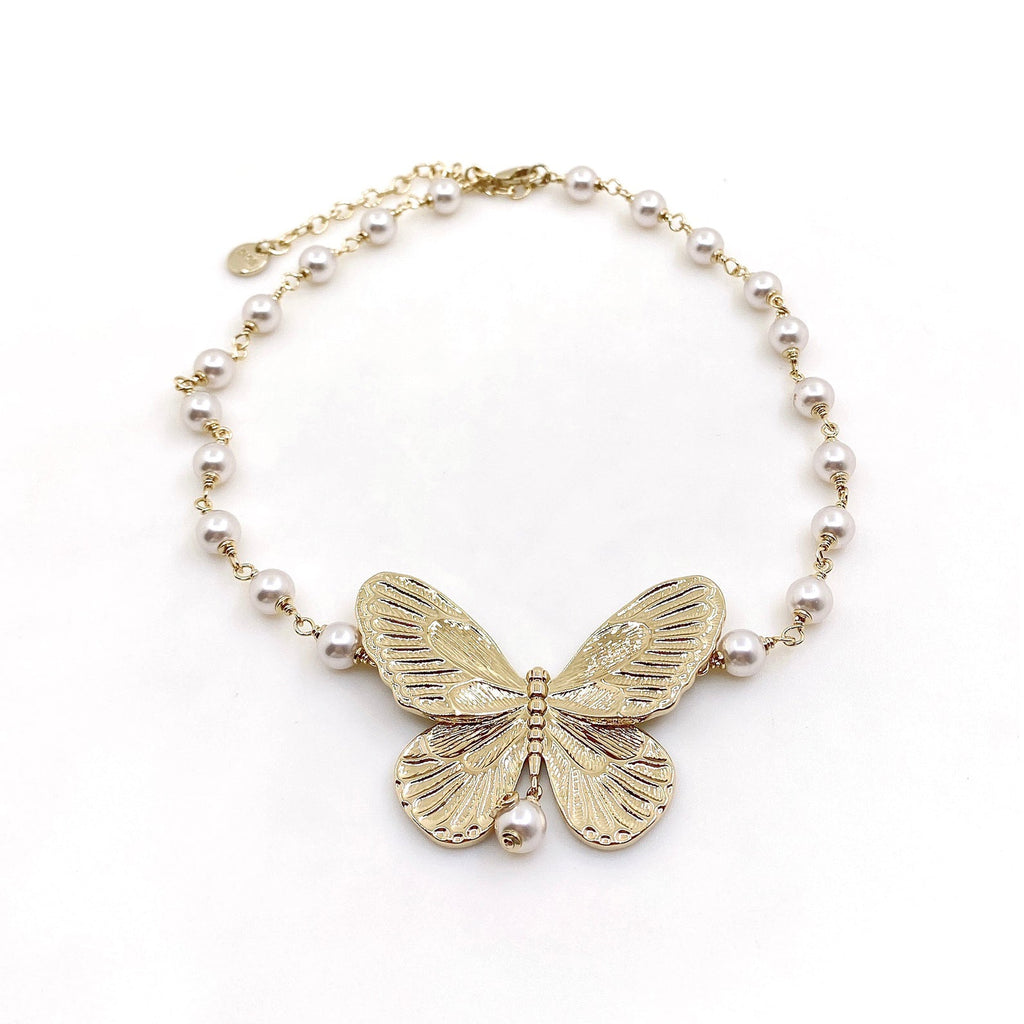18K CD Butterfly Choker Necklace