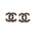 18K CC Pink Resin Leather Earrings