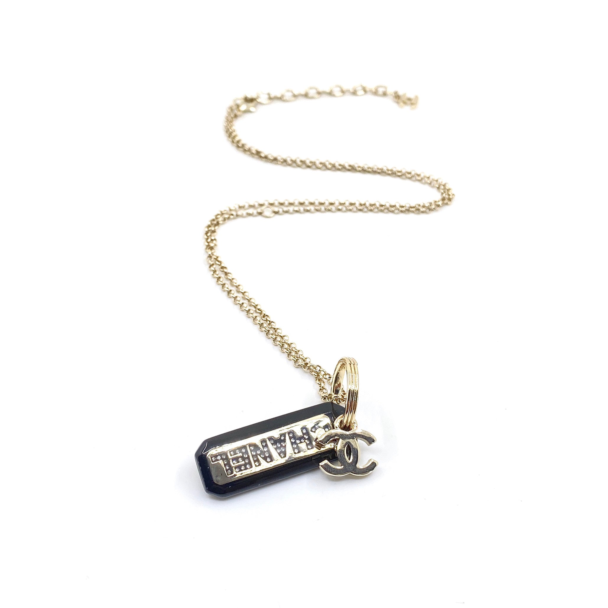 18K CC Black Plate Chain Necklace