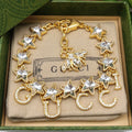 18K Double G Script Crystals Bracelet
