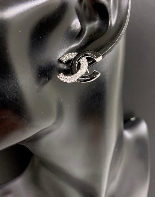 18K CC Black Diamonds Earrings