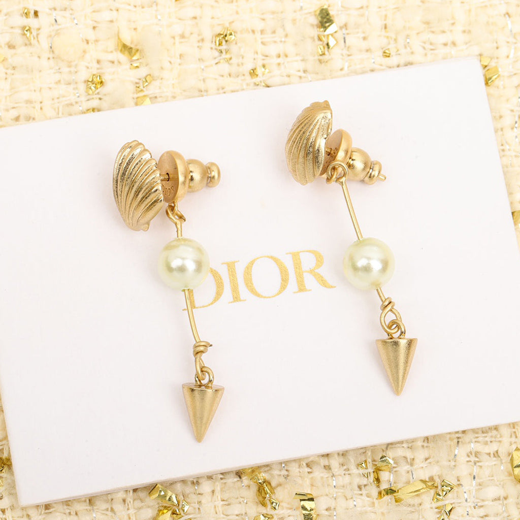 18K CD Pearl Pendant Earrings
