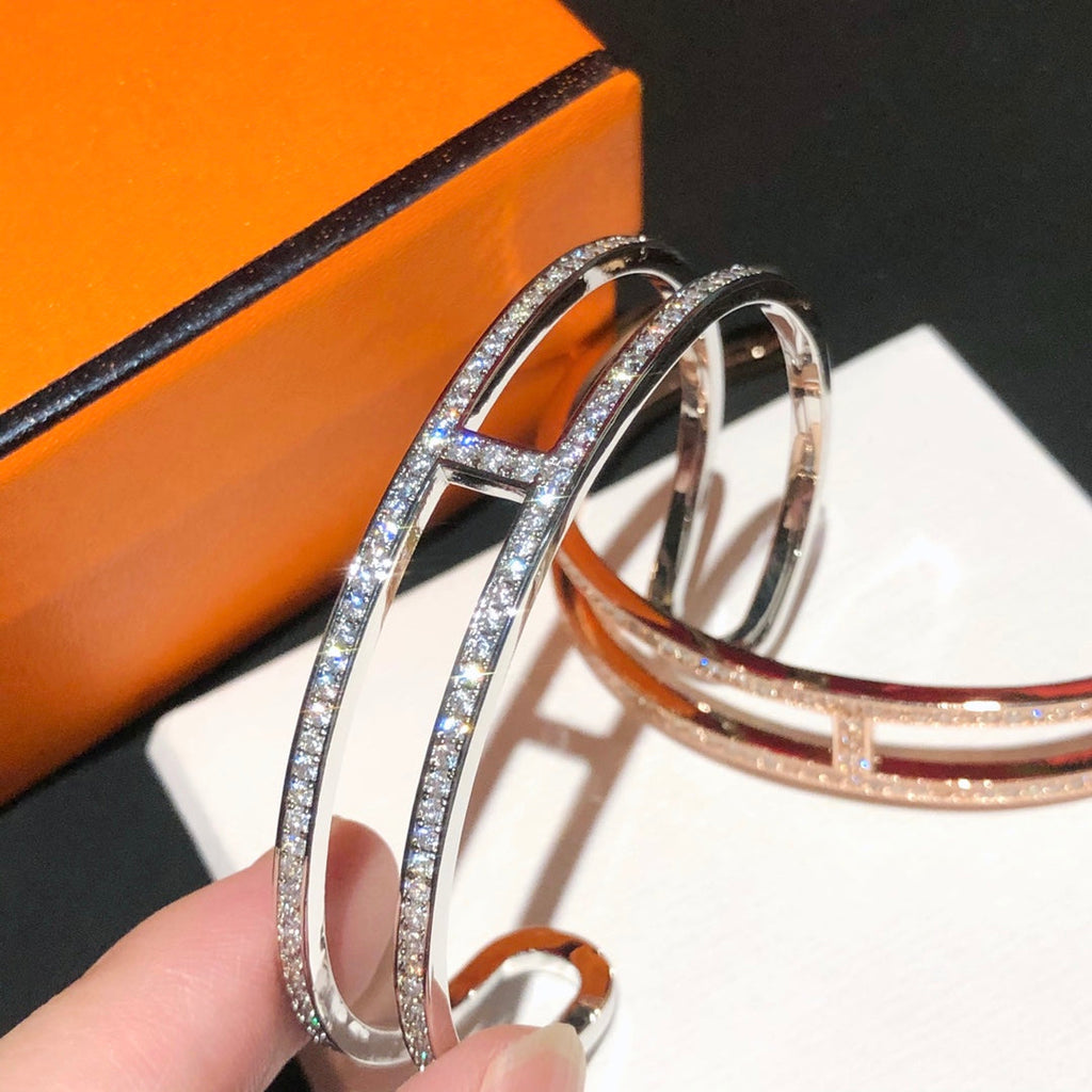 18K Ever Chain D¡¯ancre Cuff Diamond H Bracelet