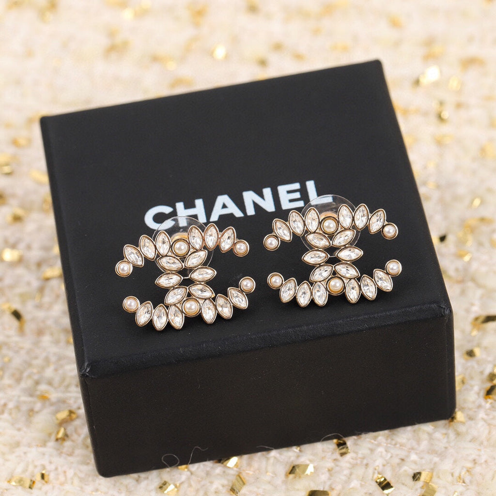 18K CC Crystal Earrings