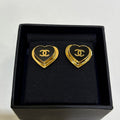18K CC 26P Black & Red Heart Earrings
