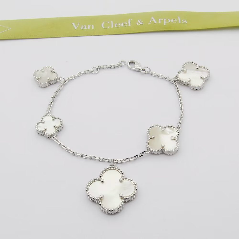 18K Magic Alhambra Five Pearls Motifs Clover Bracelet
