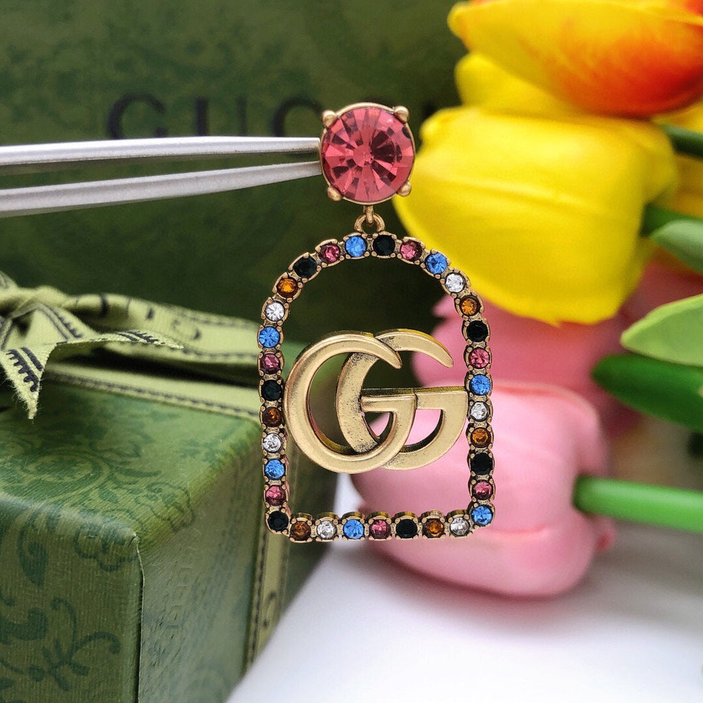 18K Double G Color Crystals Earrings