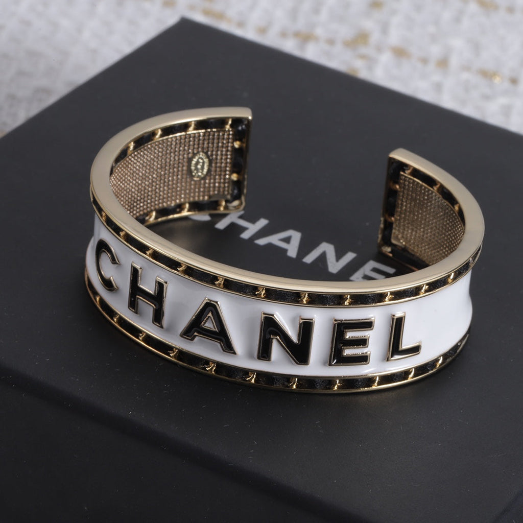 18K CC White Cuff Bracelet