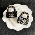 18K CC Color Bag Gold Earrings