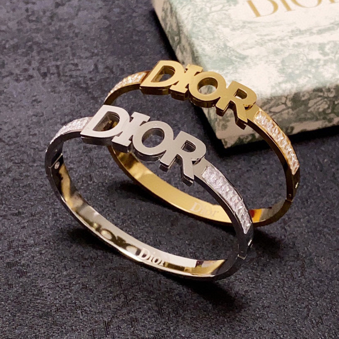18K CD Crystals Bangle Bracelet