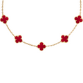 VAN CLEEF VINTAGE ALHAMBRA NECKLACE - GOLD/RED