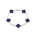 VAN CLEEF VINTAGE ALHAMBRA BRACELET SMALL PENDANTS - SILVER/NAVY BLUE